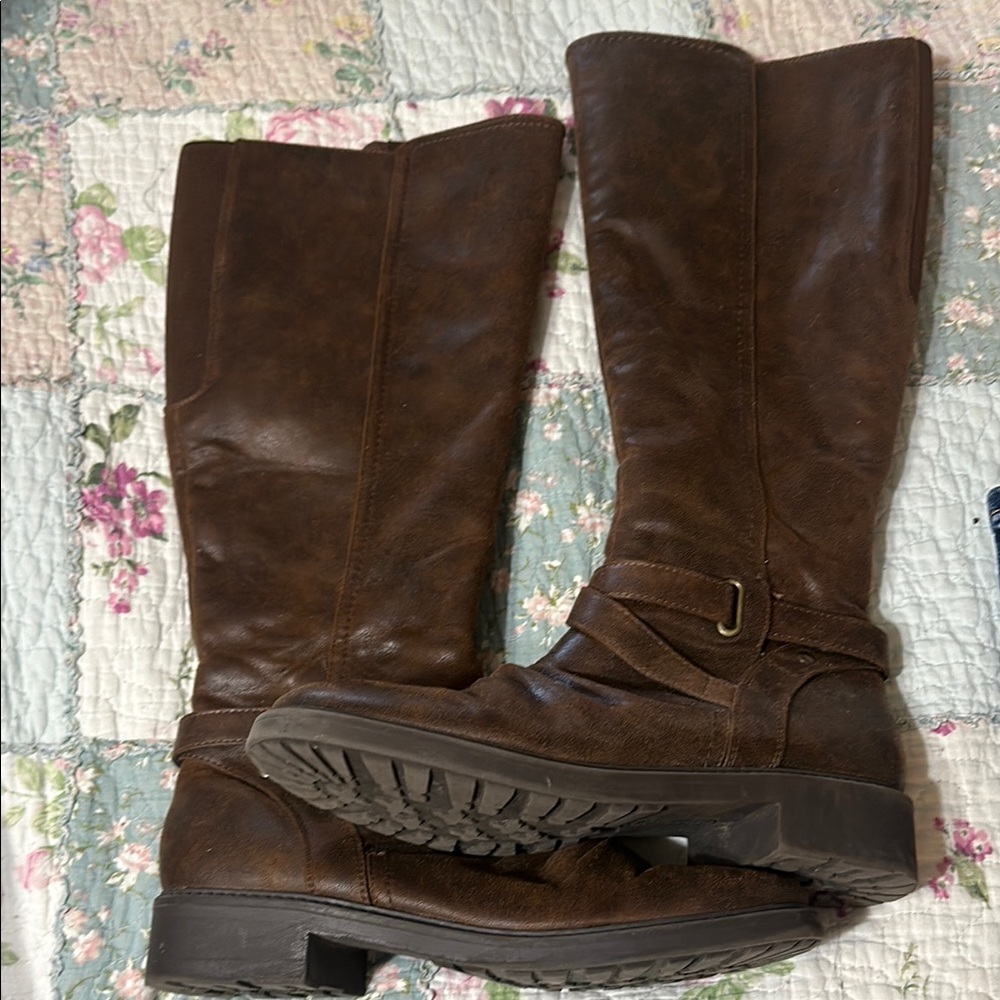 BareTraps Brown Heeled Boots with Classic Design